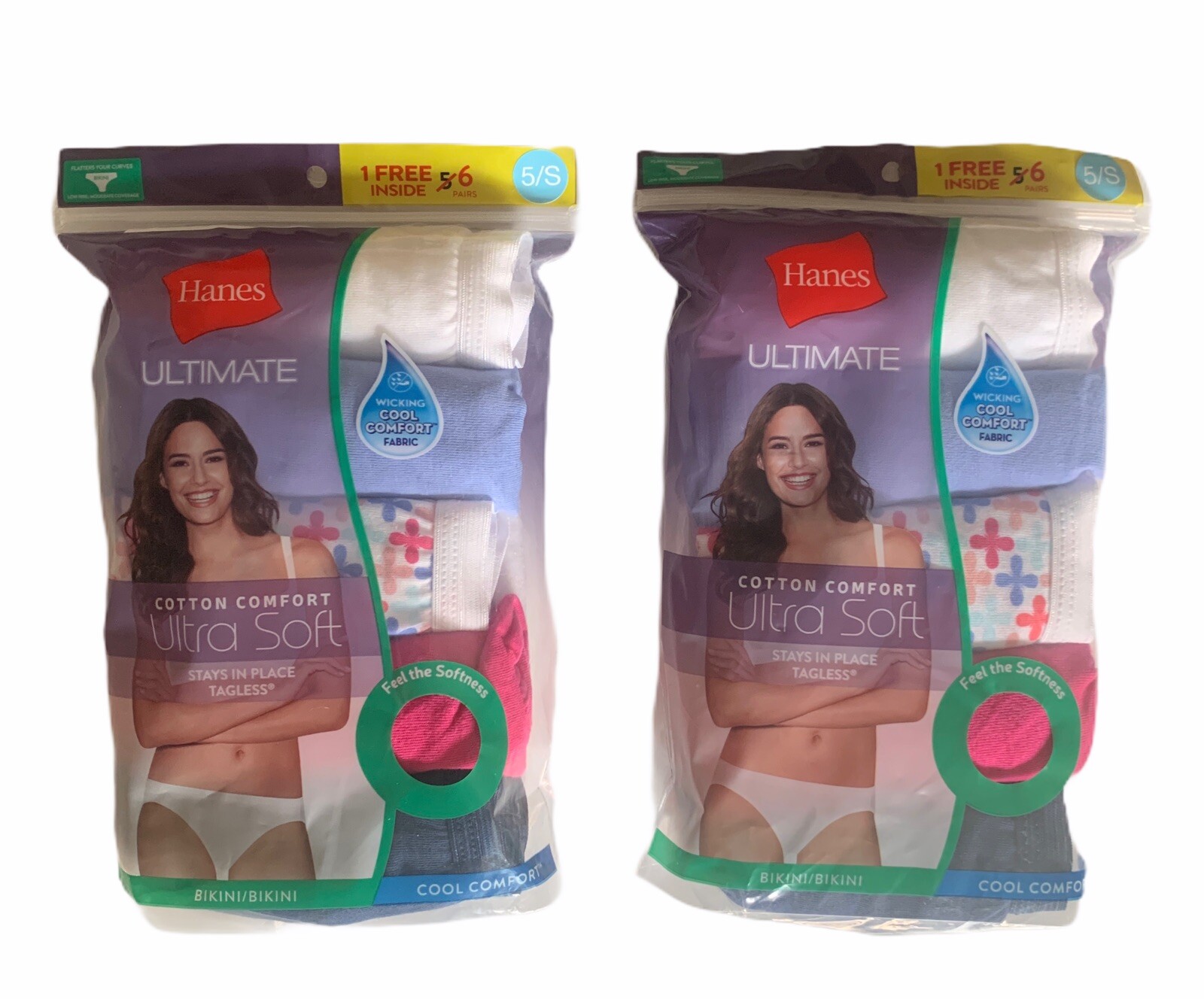 2 X HANES Ultimate Cotton Comfort Bikinis 5+1=6 Total 12