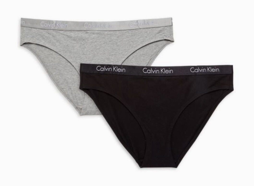 CALVIN KLEIN 2 Pack Cotton Stretch Black Grey Bikini Panty NEW Womens XS 4 XL 8