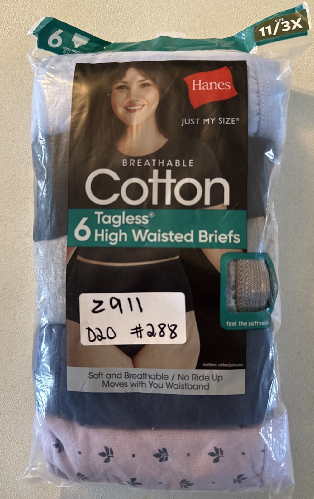 Hanes Womens Cotton High Waisted Briefs, 6 pk, Size 11/3X, NIP