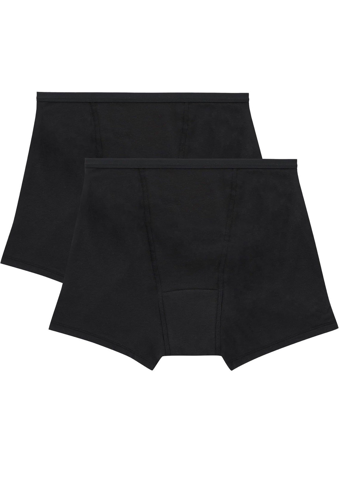 Hanes Women’s Comfort, Period. Boxer Medium, 2-pack Briefs, Black/Black