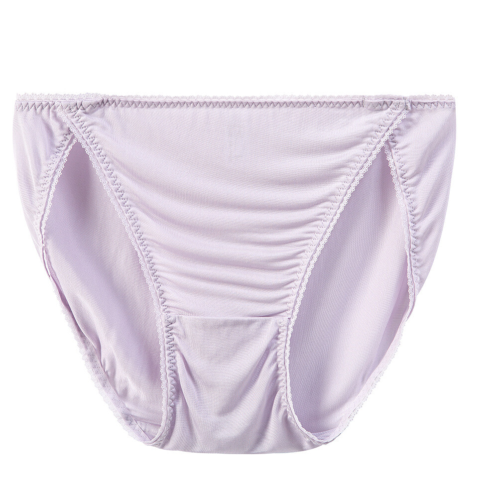 3pcs Womens Nature Silk Panties Briefs Bikinis Daily Underwear High Slit Briefs