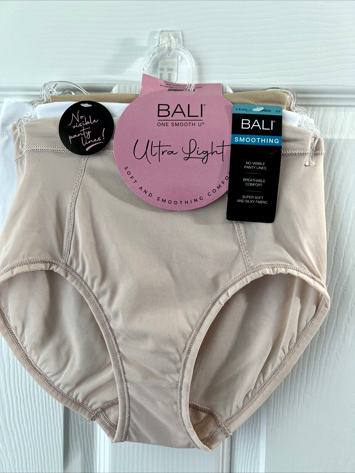 NEW Bali 3 Pairs One Smooth Ultra Light Briefs S/5 DFMEB3 Multi-Color
