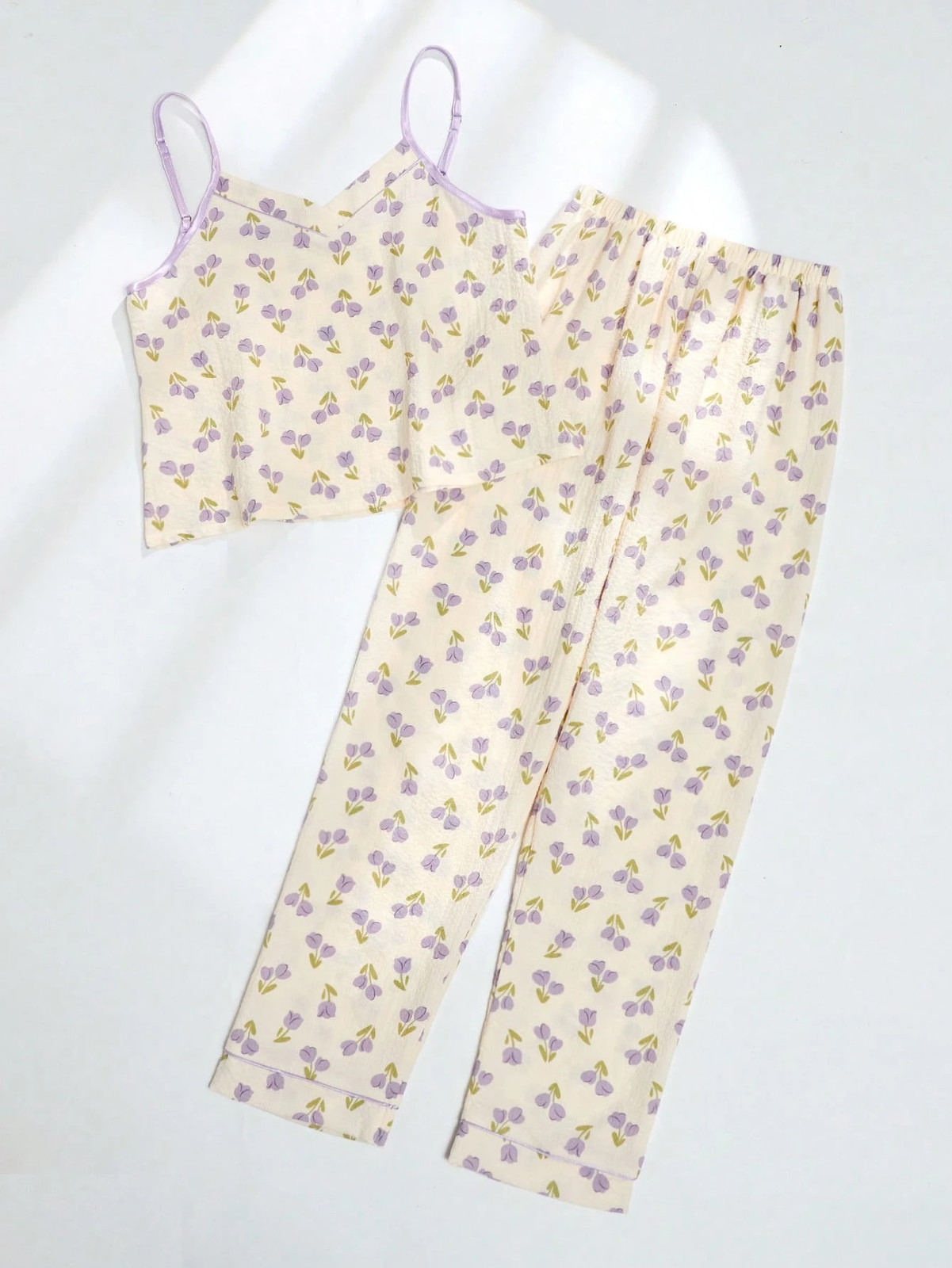 CottageSlumber Flower Pattern Cami Top & Pants Pyjama Set For Plus Size Cheap24