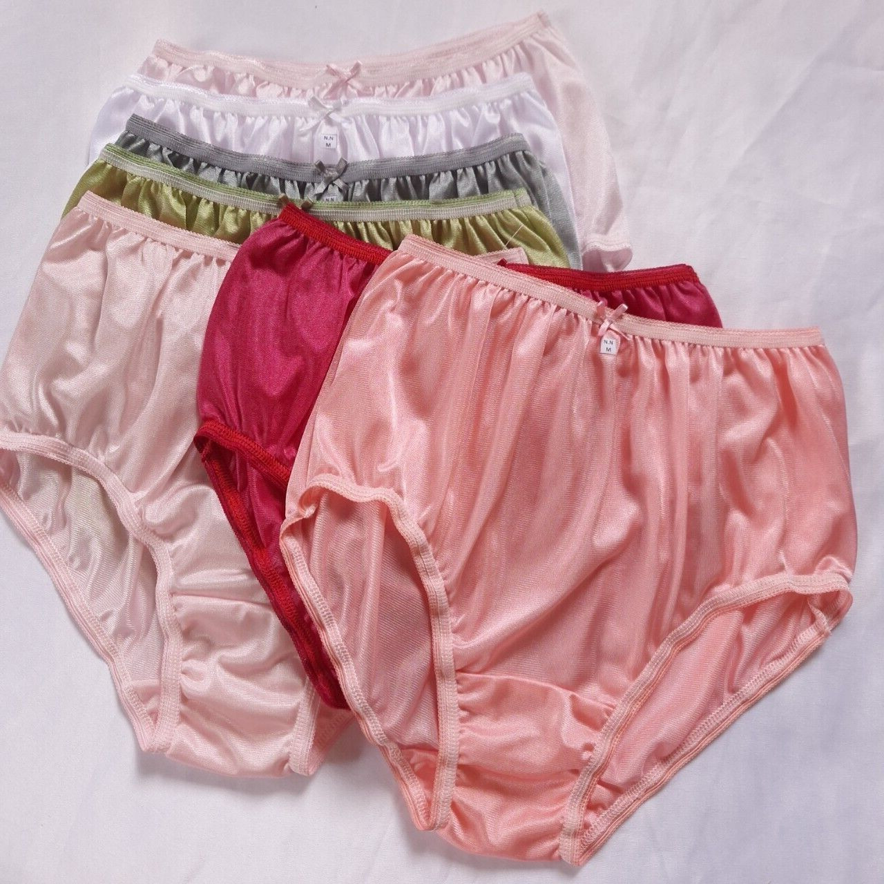 7pcs Colorful Size M Light Underwear Nylon Silky Soft Slip Panties Waist 30″-36″