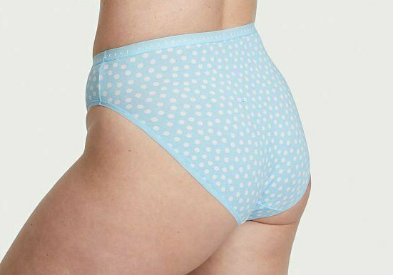M XL XXL Sky Blue White Dot Cotton Victorias Secret HighLeg Waist Brief Pantie