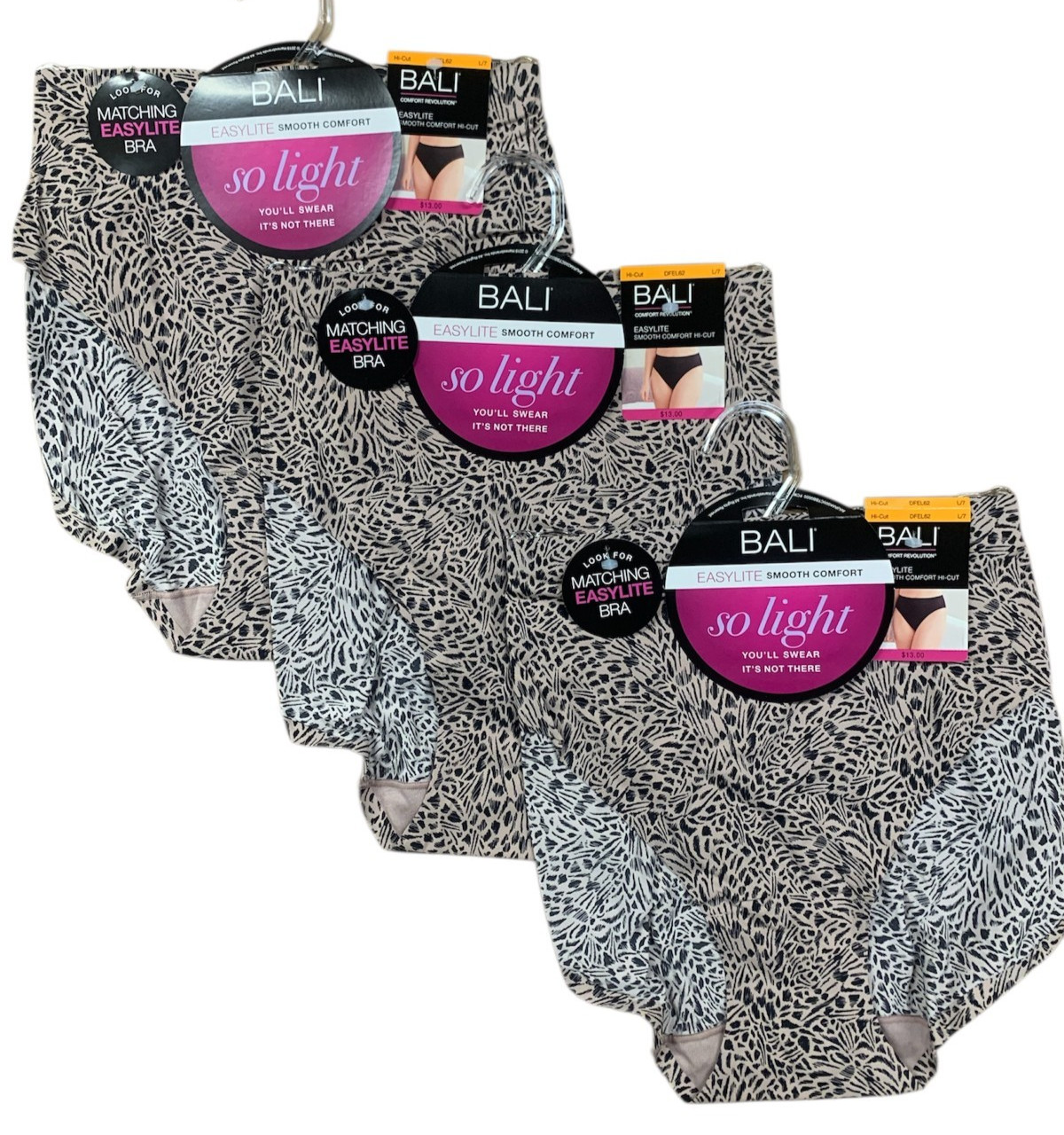 Bali Women’s 3 Pack Comfort Revolution Easylite HiCut DFEL62 Animal Print