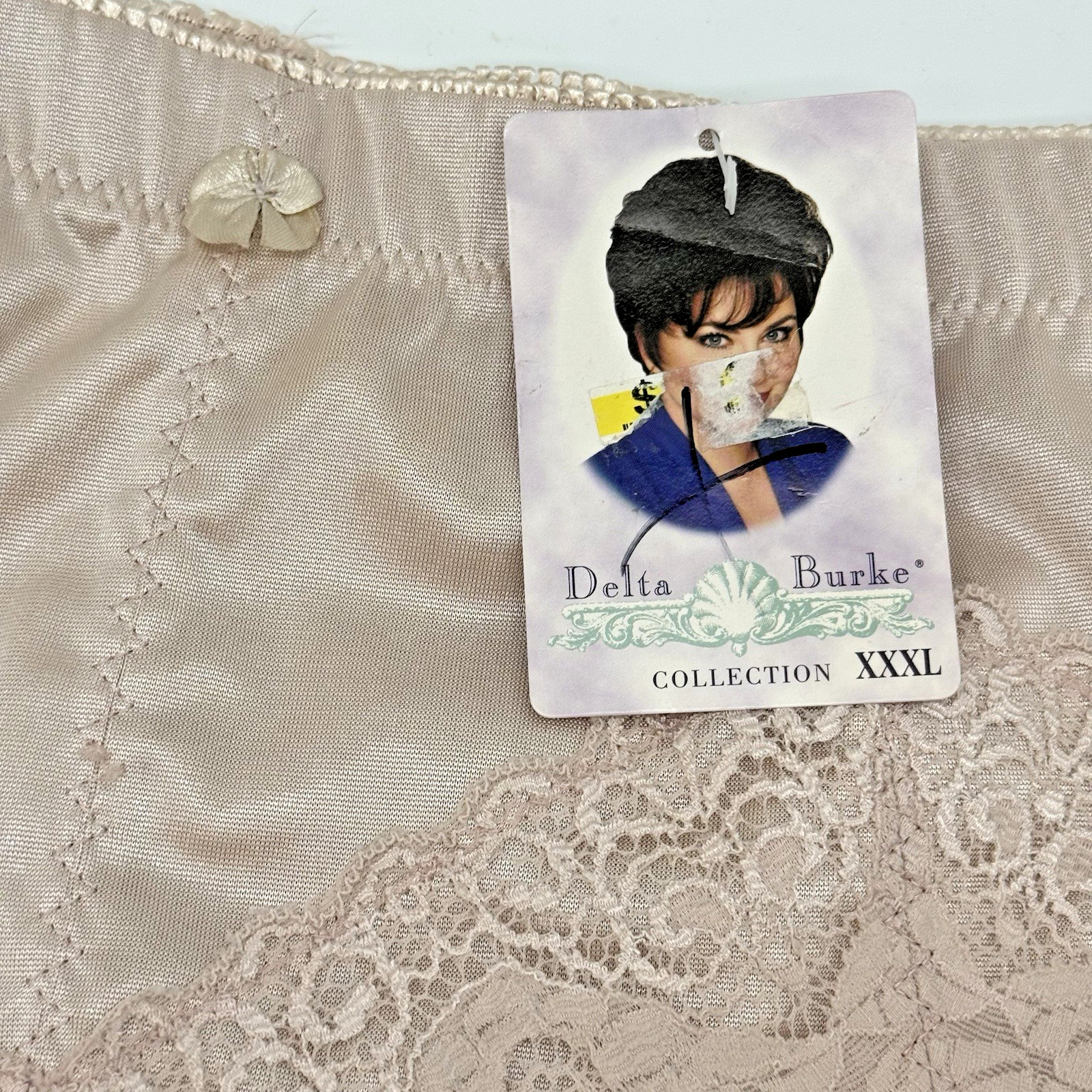 NEW Delta Burke Collection Vtg. Lacy Satin Panty Women’s 3X Hi Cut Side Panel