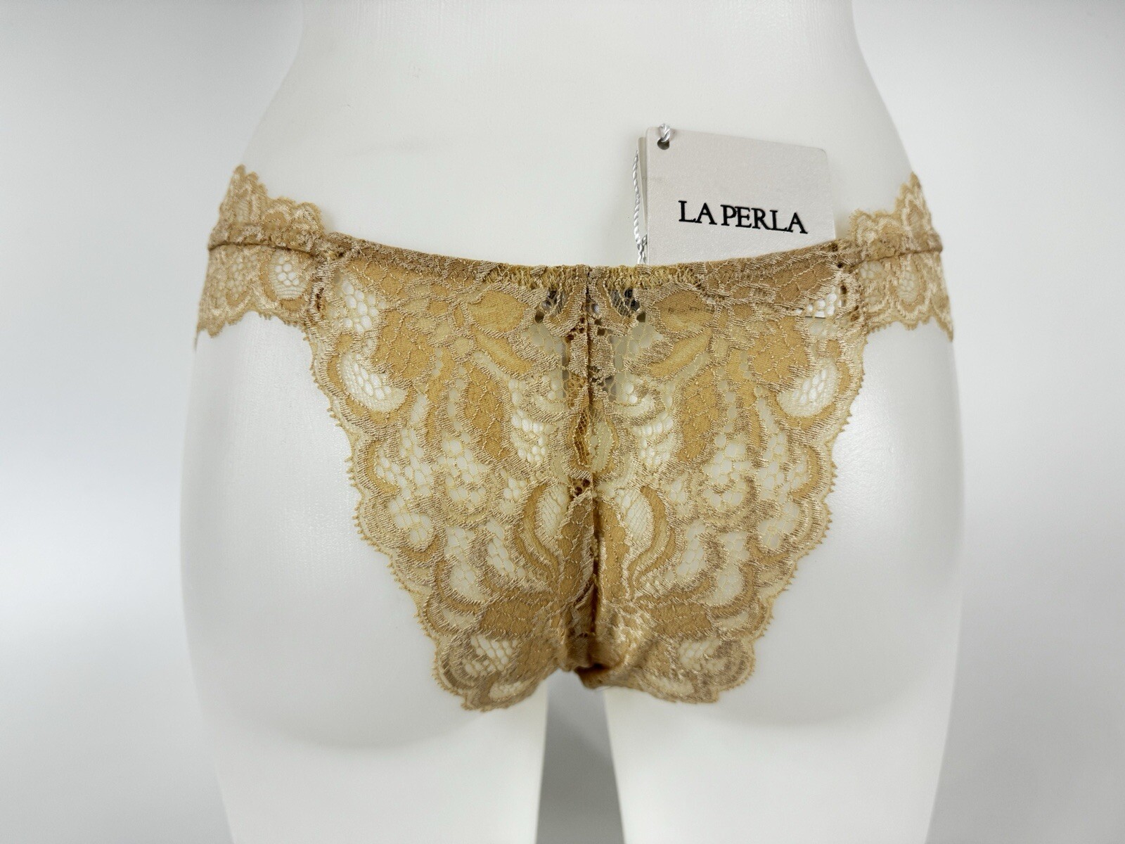LA PERLA Dessous – Spitzen-Brazil-String in Gold – Luxus Lingerie