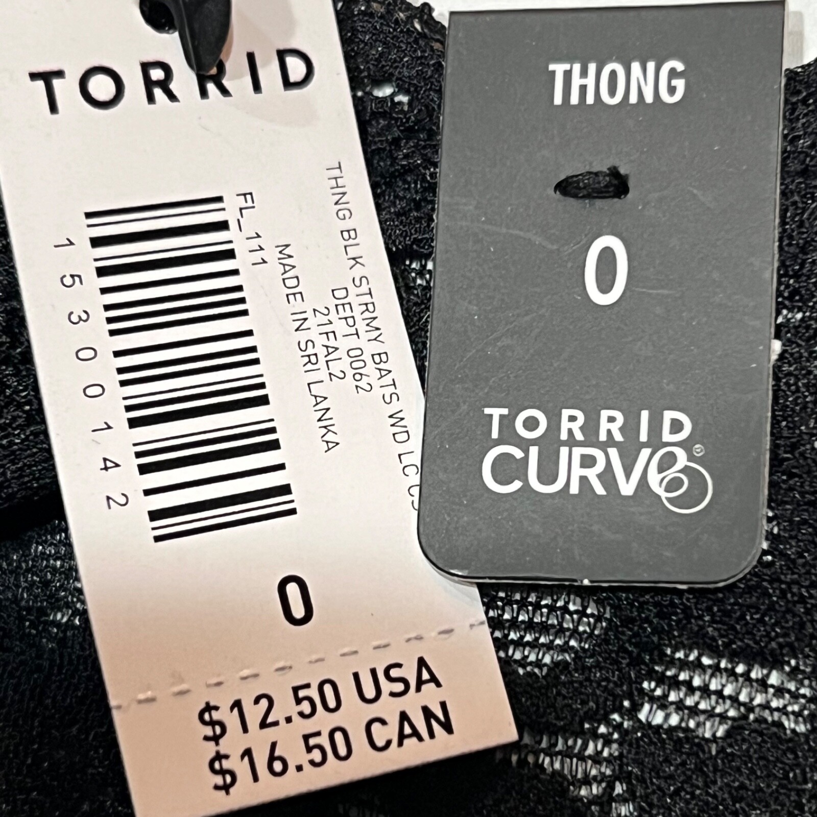 NWT TORRID Thong Pantie Underwear 0X-3X Jersey Lace Black Halloween Bats