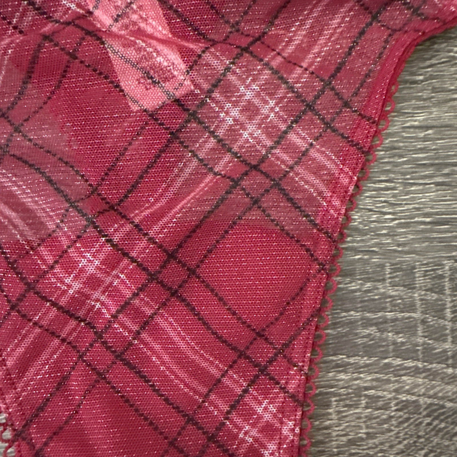 Victoria’s Secret Xxl Sheer, Red Plaid Mesh Thong Panties