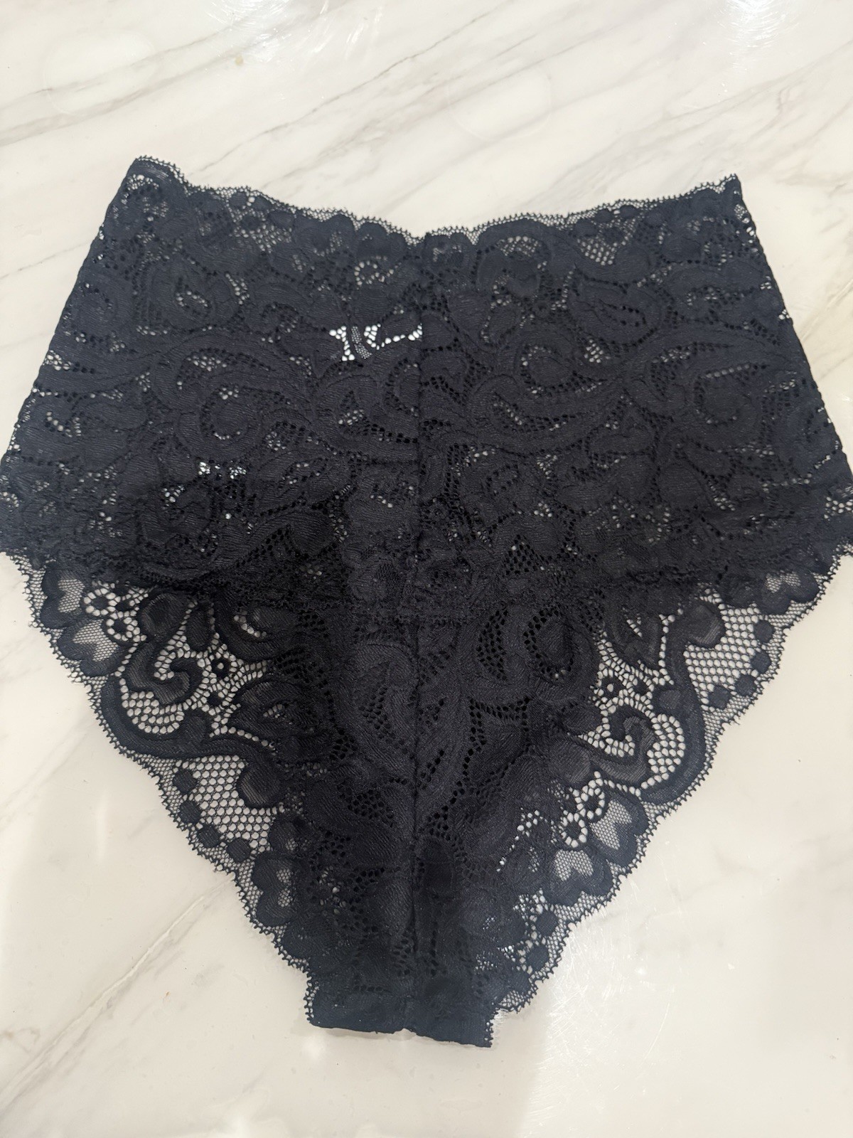 Nwt High Waist Floral Lace Sexy Thong Panty S Black…#440