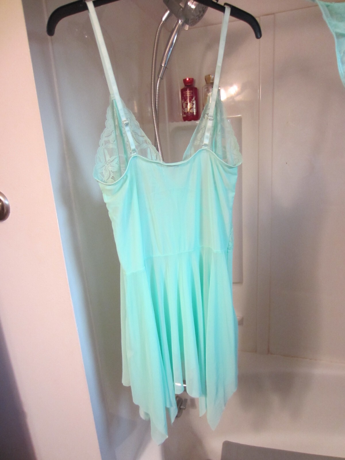 NWT women’s two piece lingerie teddy w/thong panties Shein Size XL mint green