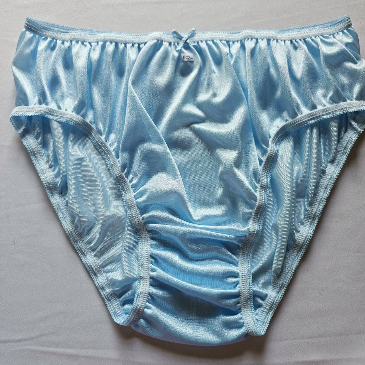 6 Bikini Plus Underwear Nylon Panties Briefs Light Soft Knickers Silky/2XL/Blue