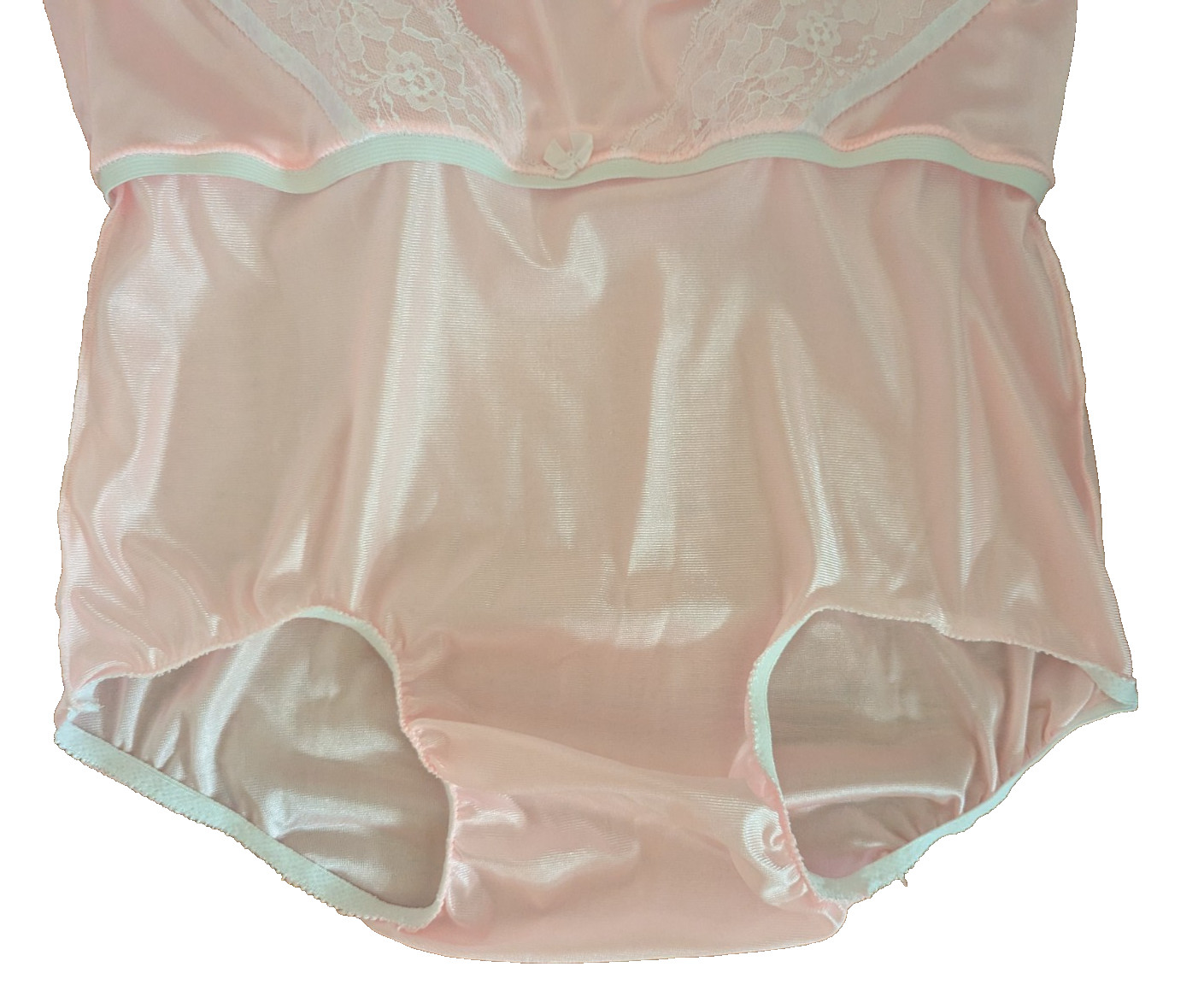 PINK Nylon Tricot LACY Bubble Bloomer & SISSY PANTY 2 LAYER 34-44 Waist **
