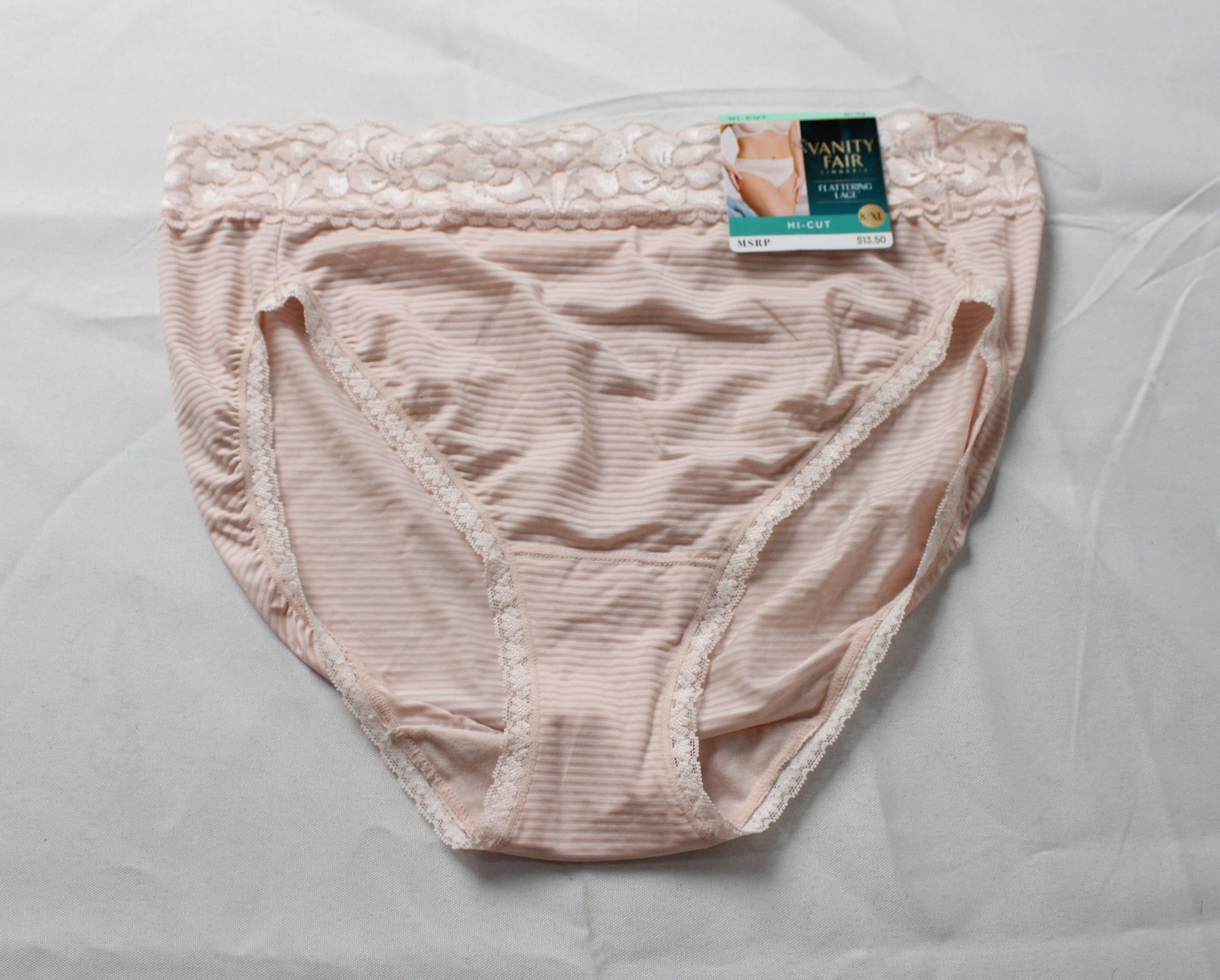 Vanity Fair Women’s Flattering Lace Hi-Cut Brief Panty ZG3 Quartz Medium NWT