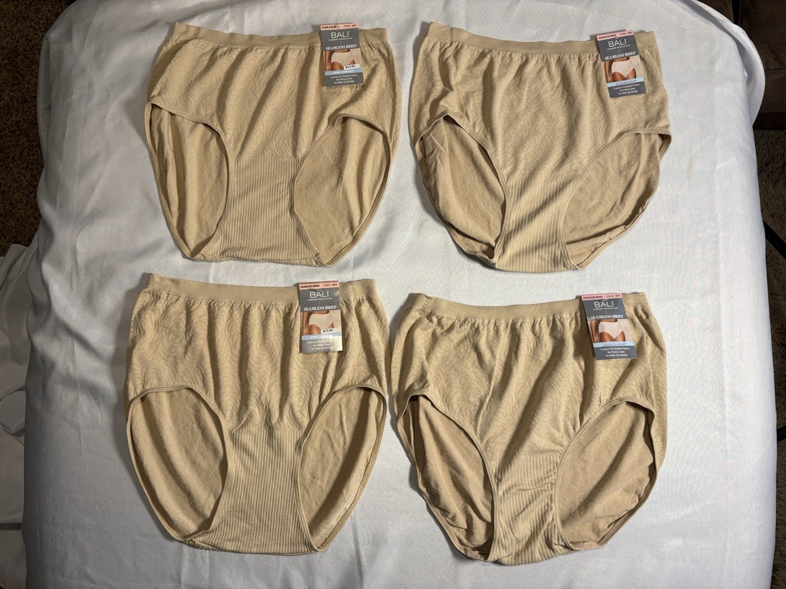 NEW Bali Comfort Revolution Bali Briefs Style DF803J 4 Pair Women’s Size 10/11