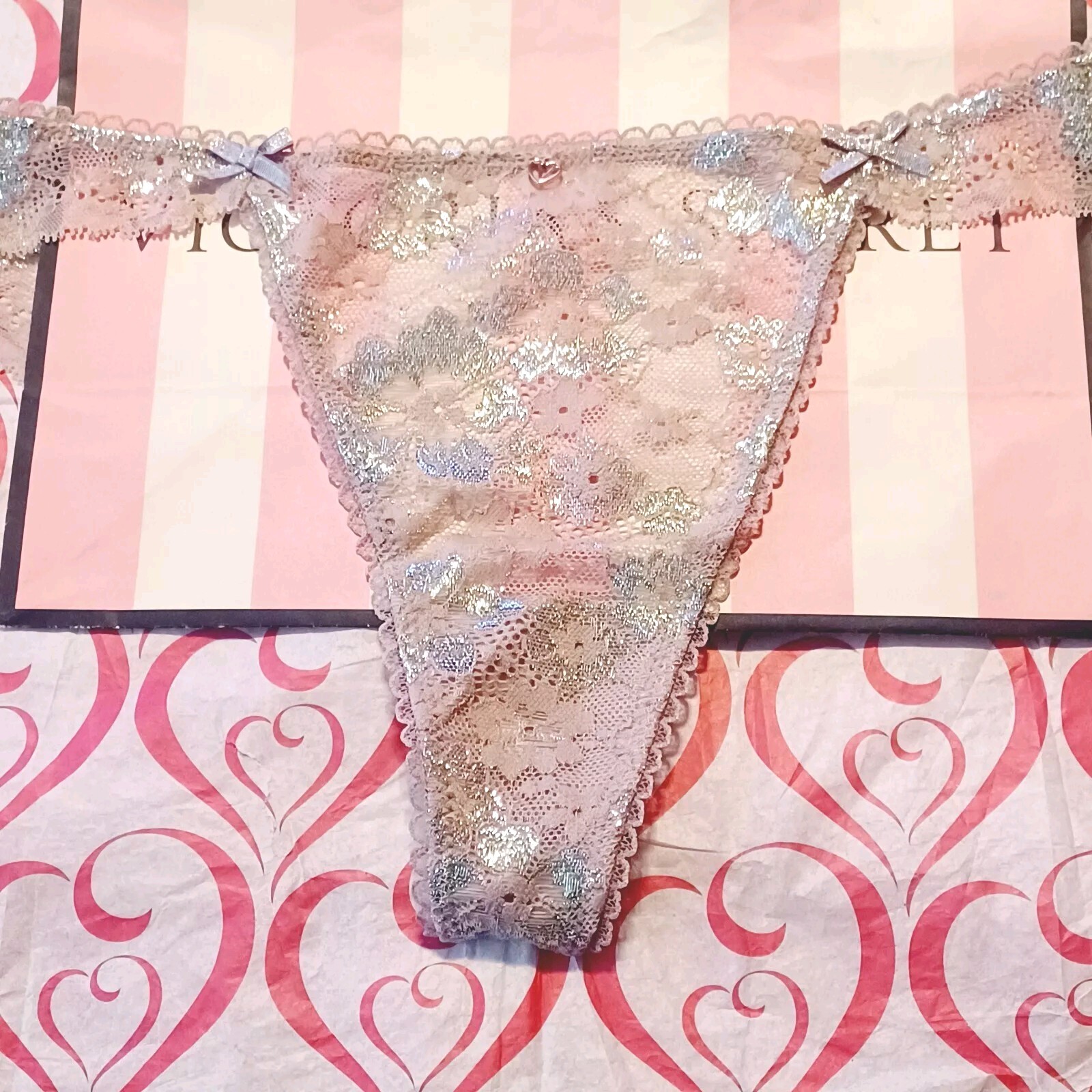 Victoria’s Secret *VERY SEXY* Lace Thong *VINTAGE ROSE* Light Pink Large NWT!