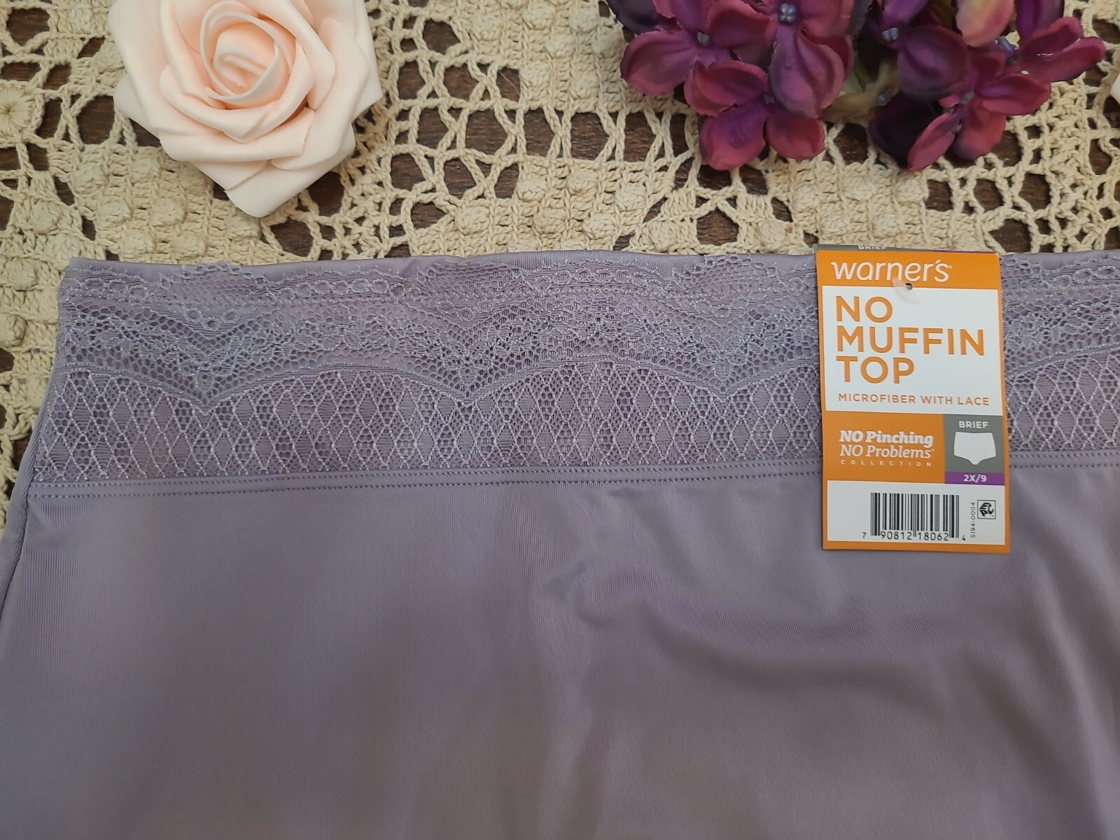 9/2X WARNERS No Pinching No Problems LuXury Lace Brief Panty RS7401P NWT