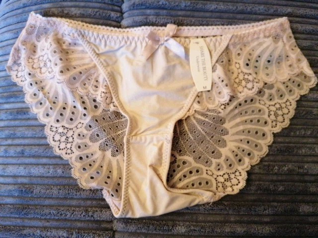 Share The Beauty Beige Medium Sexy Cheeky Brazilian Knicker Panties New Free P&P