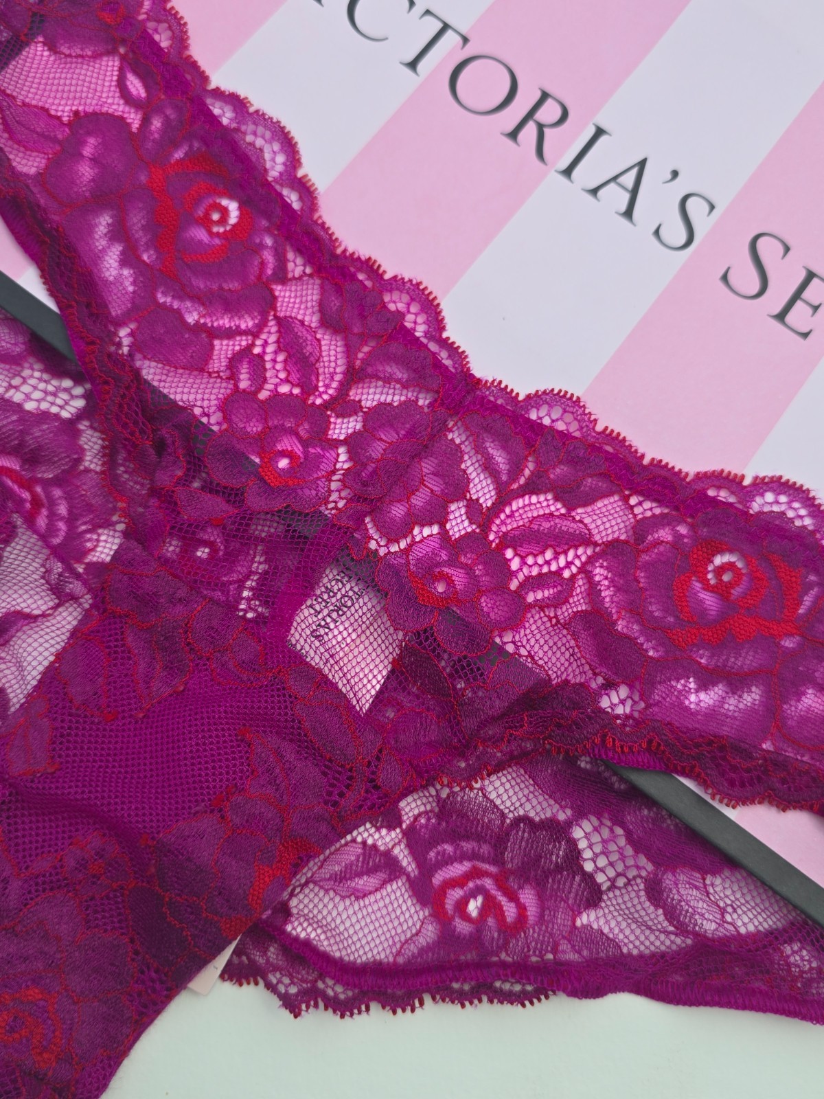 Victoria’s Secret Very Sexy NWT XSmall XS Berrylicious Lace Cheeky Panty Sheer