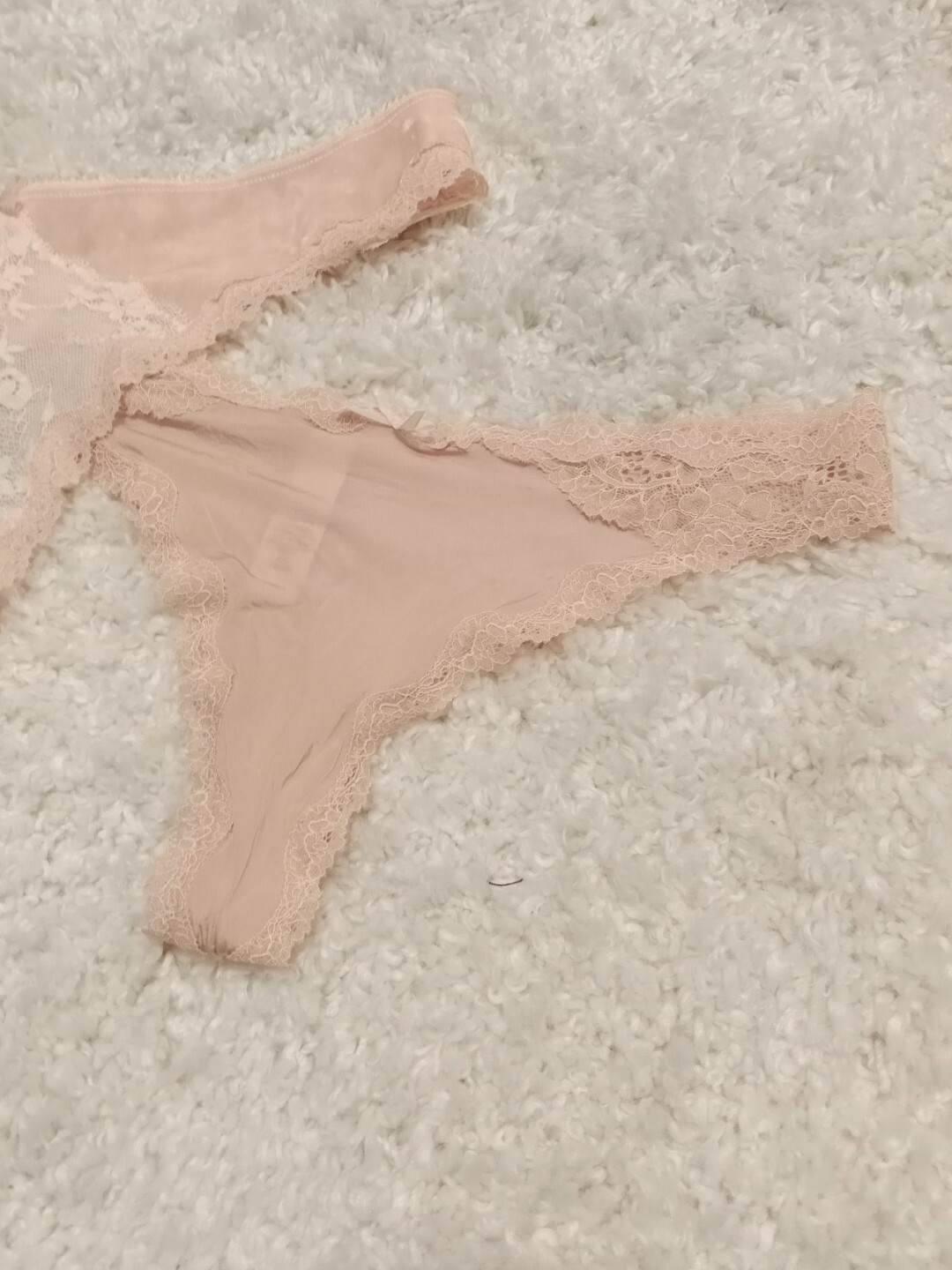 Lot Of 2 Victoria’s Secret Velvet/Sheer/Mesh/Lace Thong Panties Lrg DREAM ANGELS