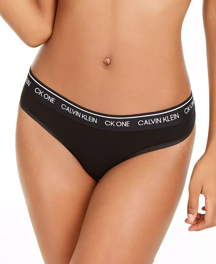 Calvin Klein L18605 Black Underwear One Cotton Average Full Figure Thong Size L