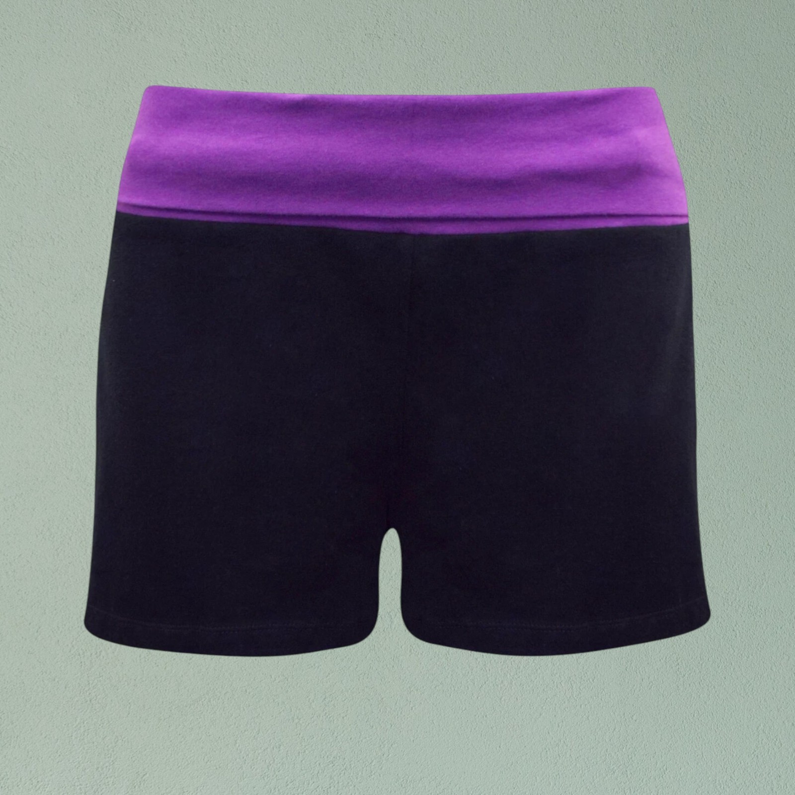 Ladies Black Purple Gym Shorts High Waist Yoga Dance Fitness Hot Pants