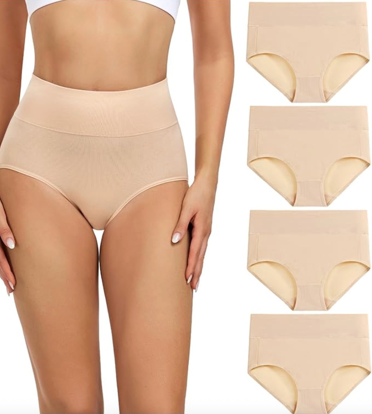 Women’s Cotton Underwear High Waisted Ladies Panties Full Coverage Briefs 4 Pack