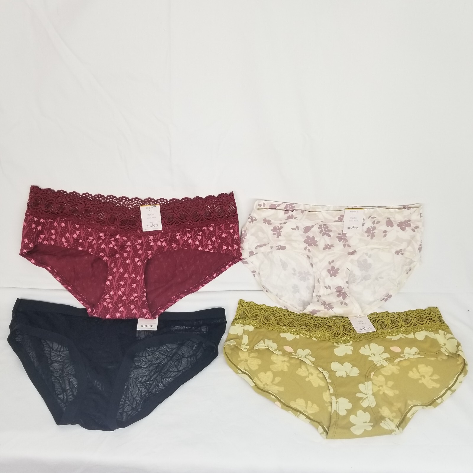 4 Auden Women’s Cotton Micro Hipster multi colored mixed lot 4 Size Medium