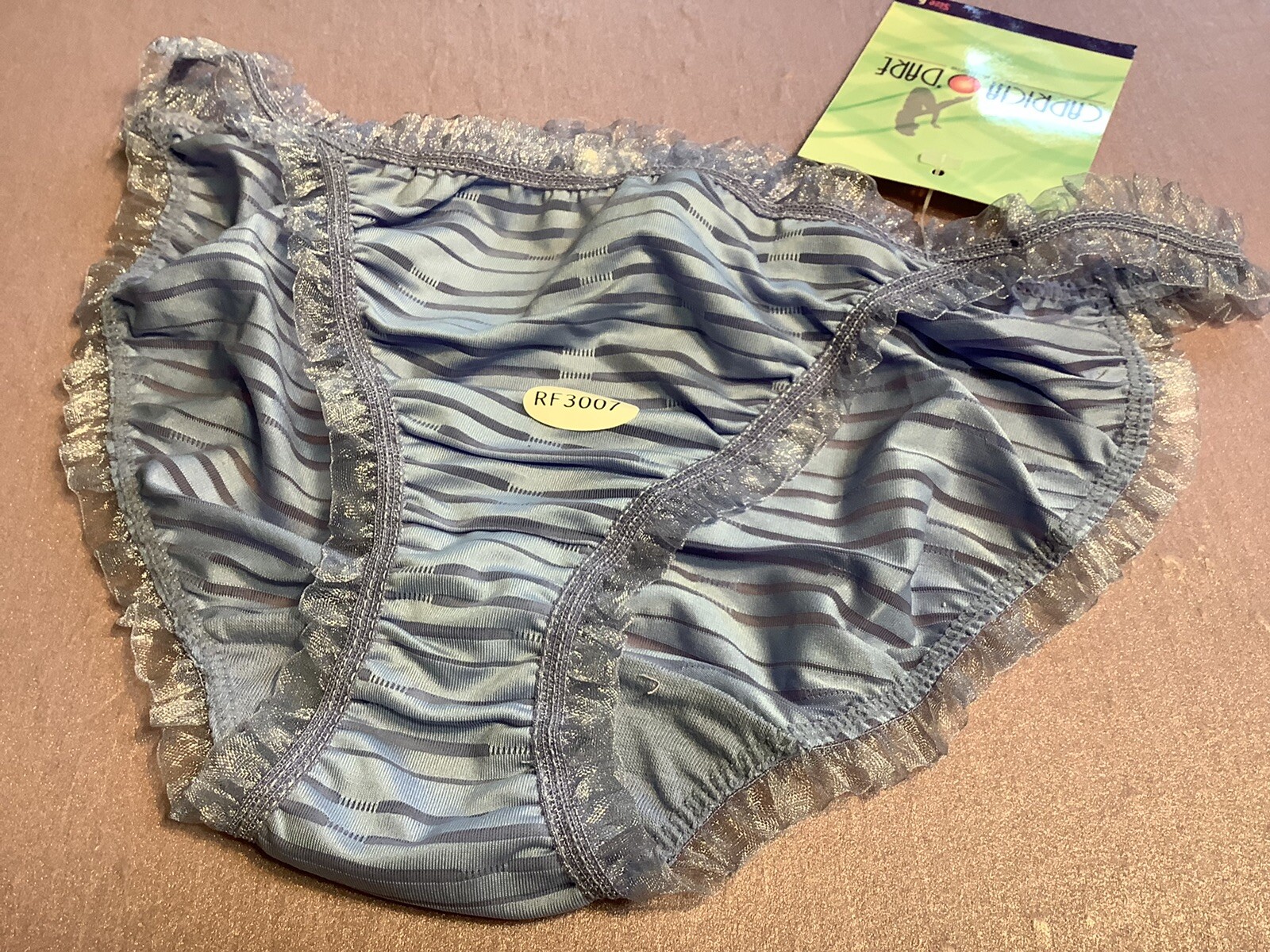 Women Panties Bikinis CAPRICIA O’DARE size L/7 Striped Transparent W/decoration