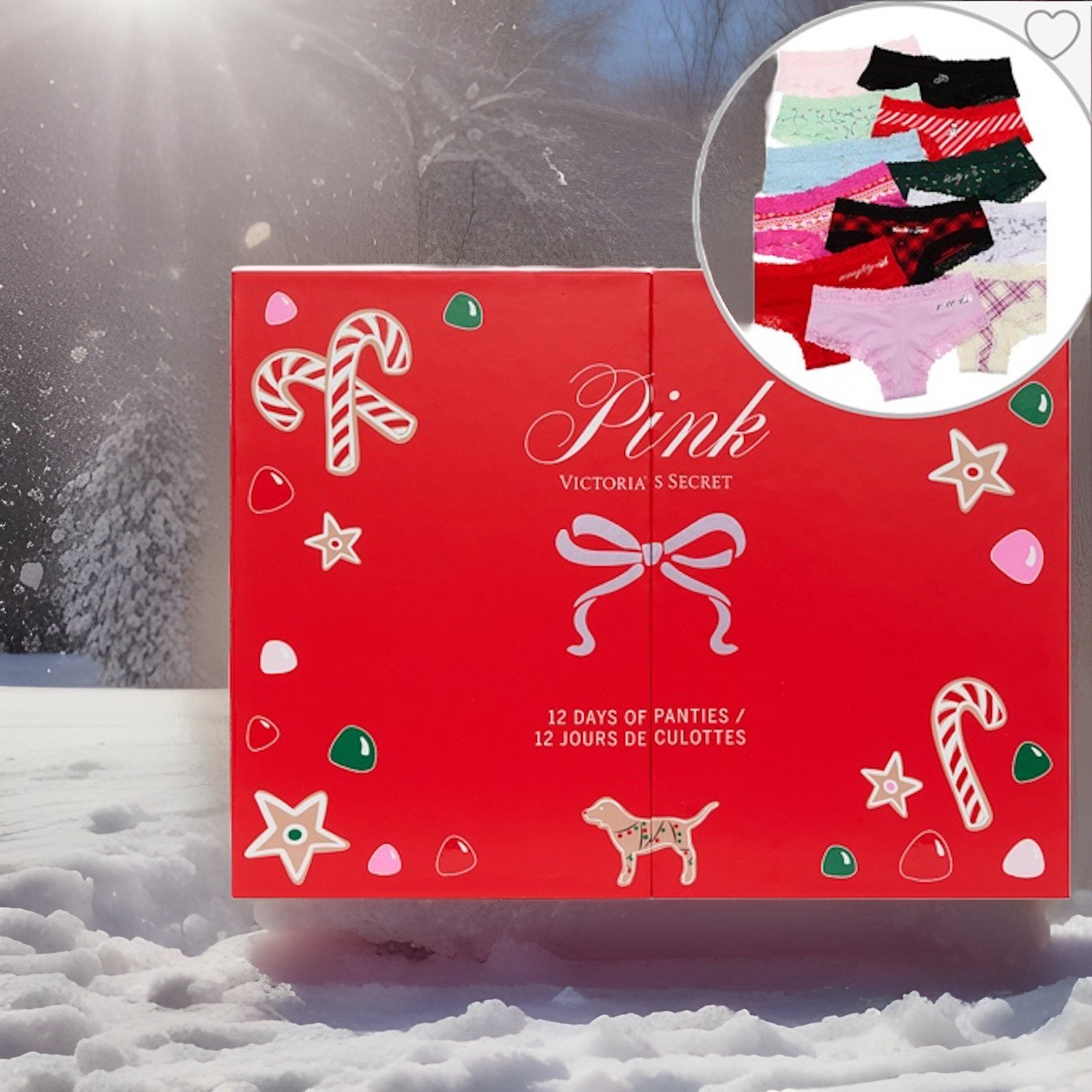 VICTORIA’S SECRET PINK 12-Pack Cheeky Panties Advent Calendar – XL – NEW