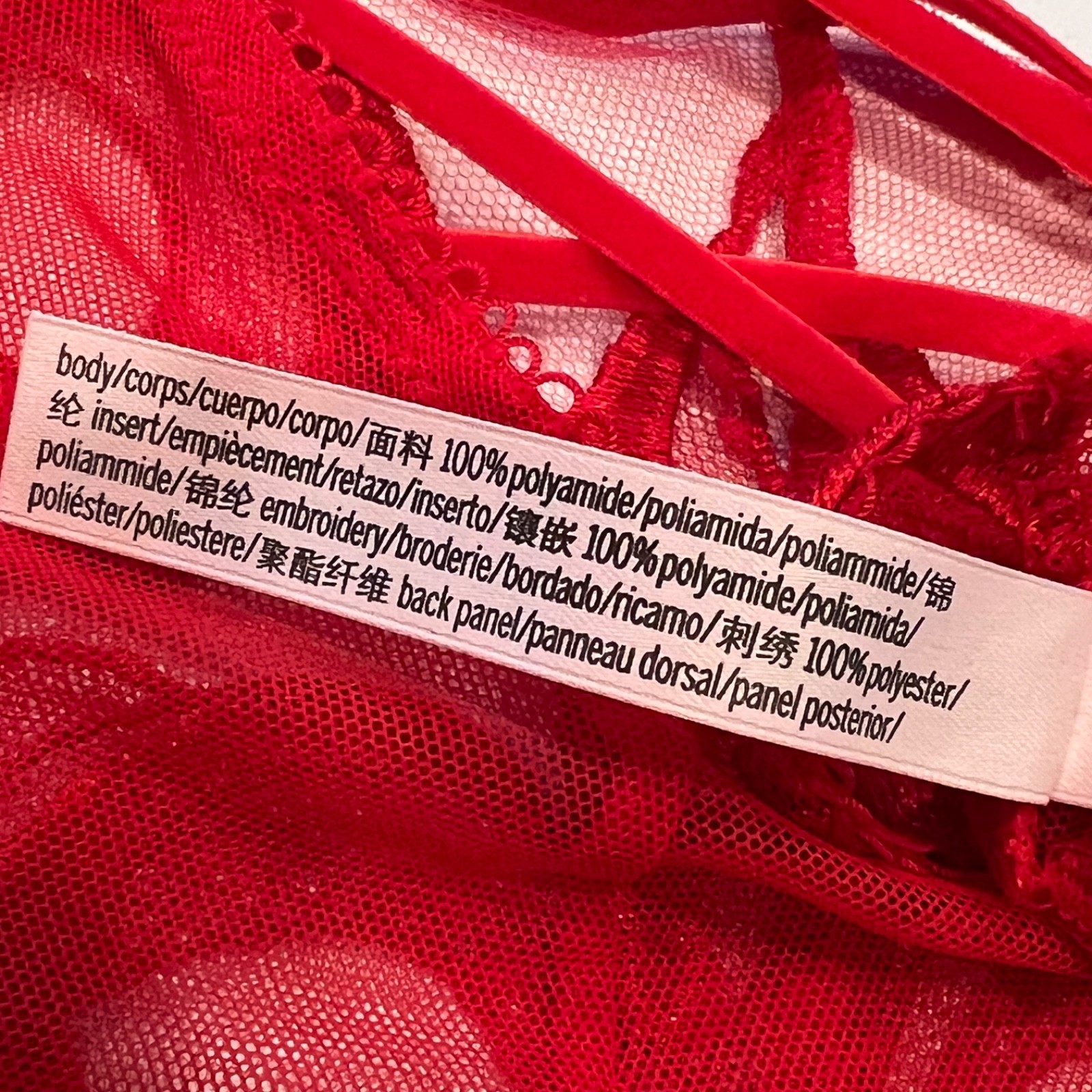 NWT VICTORIA’S SECRET Brazilian Slip Pantie Sz S-M-L Red Lace Mesh