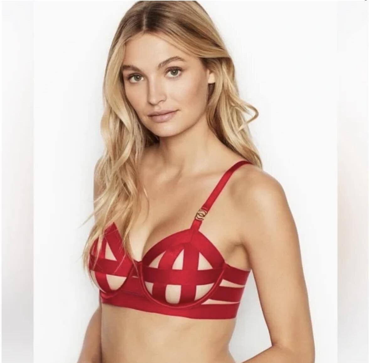 New Victoria’s Secret 2PC SET Luxe Lingerie Banded Stappy Demi Bra 32C XSMALL