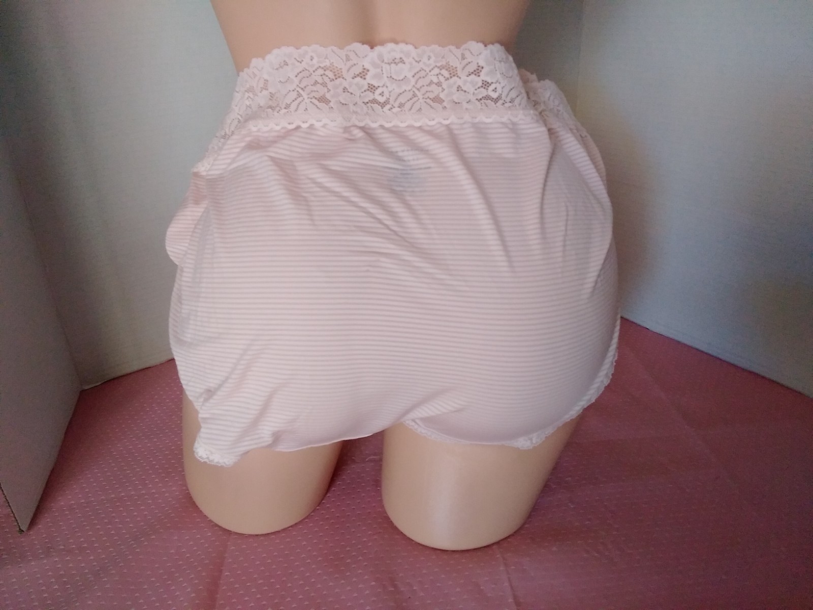 Panties Vanity Fair SZ 11 4XL 100% Soft Nylon Silky Striped Sissy Grannie