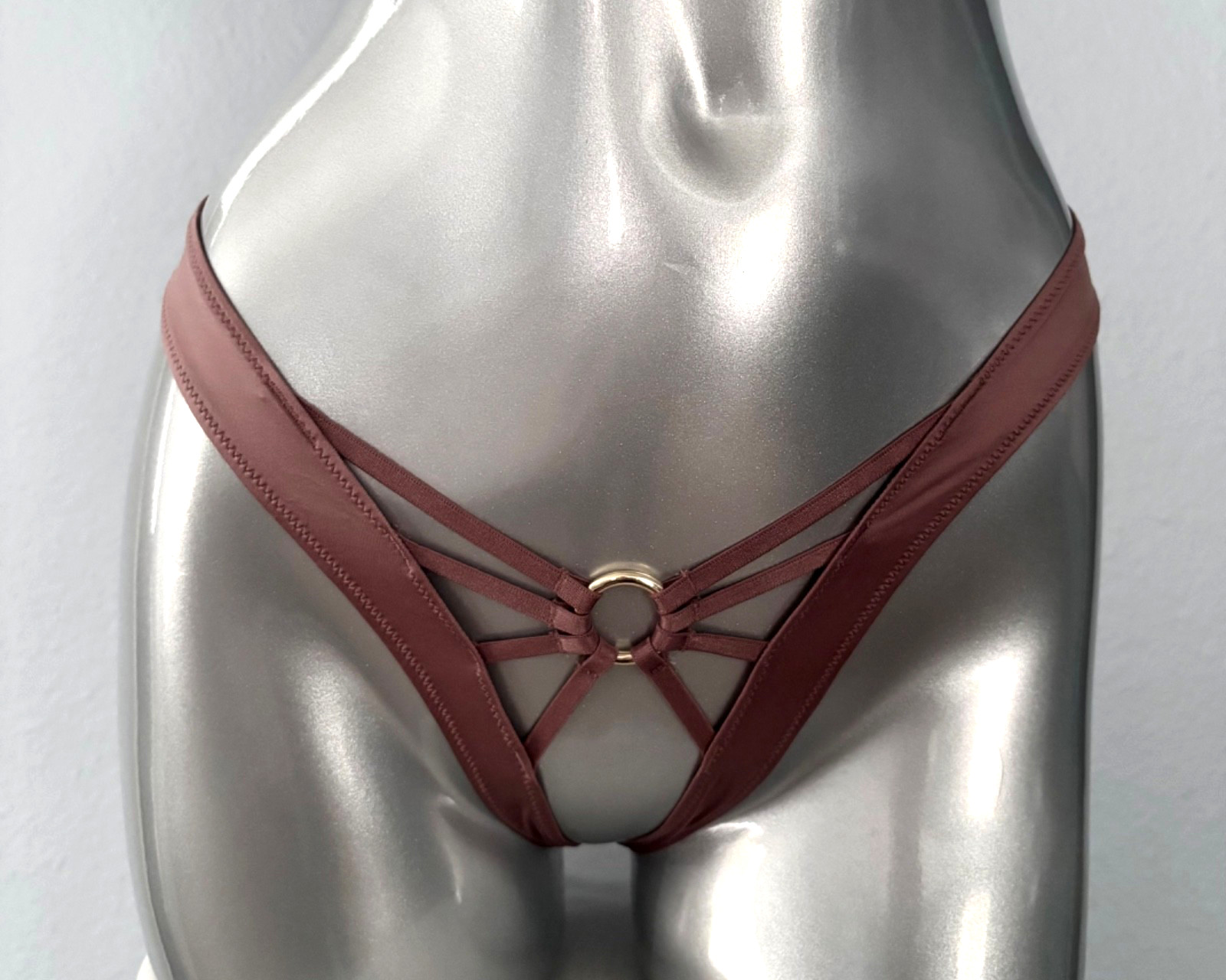 Victoria’s Secret Thong Panty Vintage Rose Crotchless Open High Leg S M