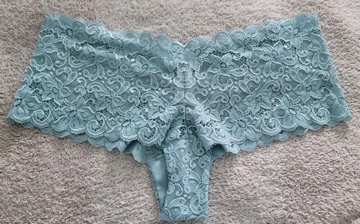 Hanro Luxury Moments Lace Boyleg Boyshort Panty Tourmaline Blue Sz Large