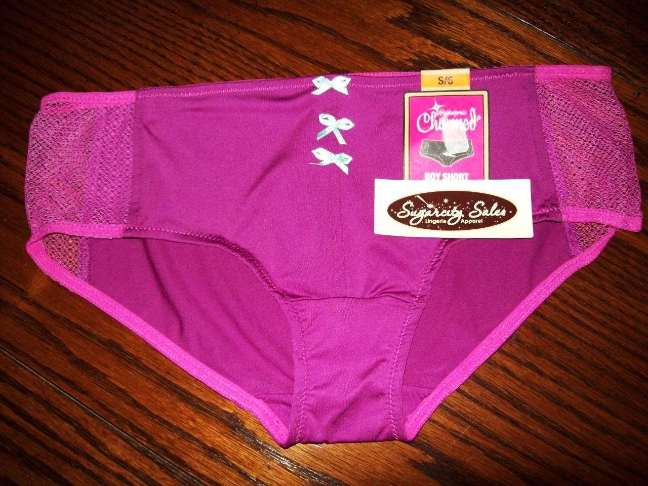 NWT MAIDENFORM CHARMED HIPSTER BOYSHORT w MESH PANTIES purple pk CO405 S
