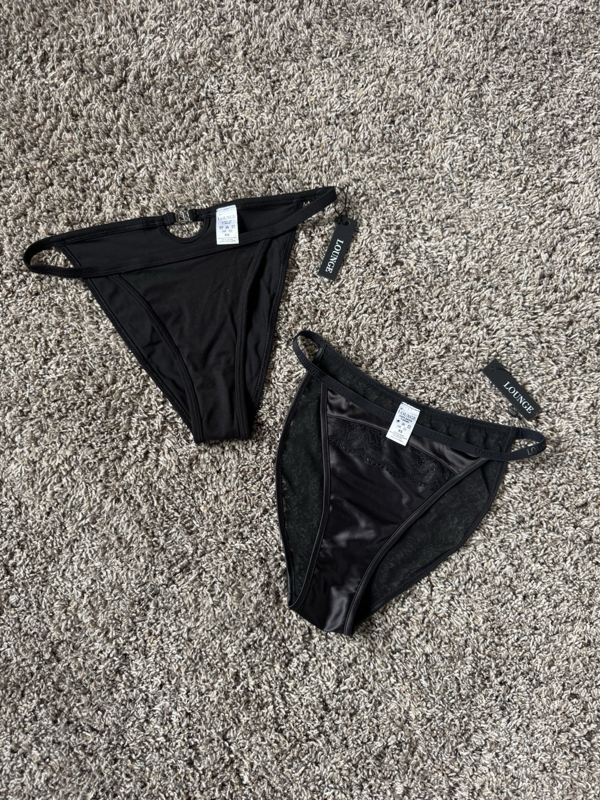 Lounge Panties Sheer Satin Lace – 2 Pairs – Size XS