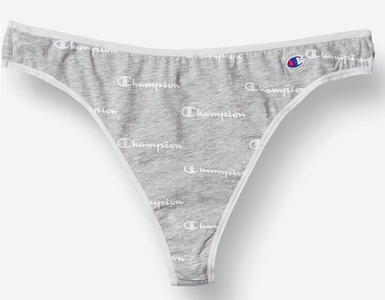 CHAMPION Thin Waistband Logo Grey Cotton Heritage Thong Panty Women S M L XL 2XL