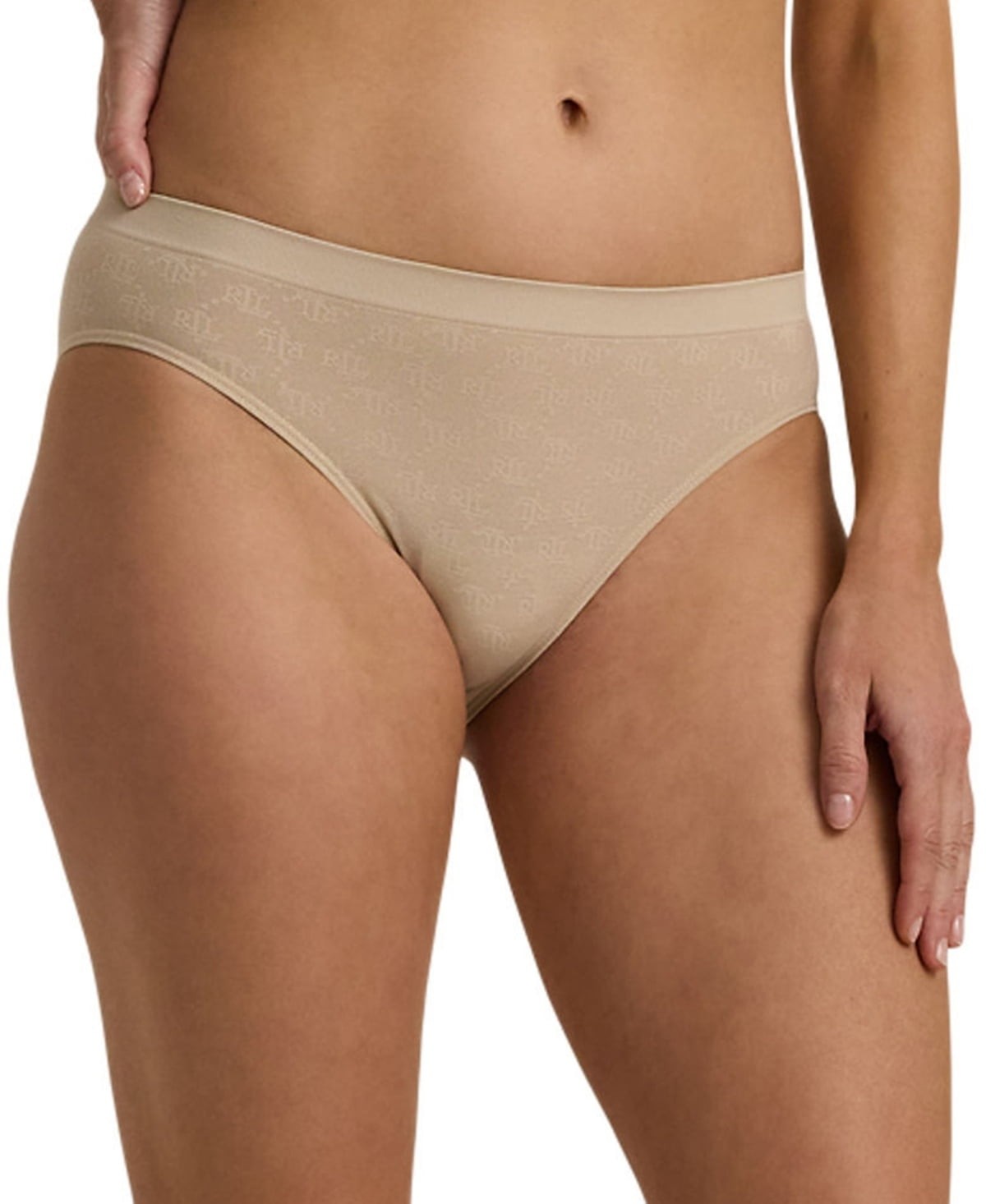 Lauren Ralph Lauren Monogram Mesh Bikini Brief Underwear 4L0048 Beige Size S