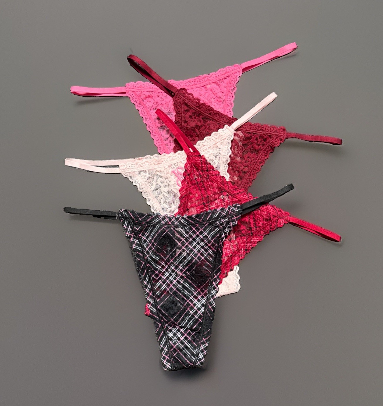 5 Pack Victoria’s Secret sz L Lace Thong String Panties Bundle Lot Set