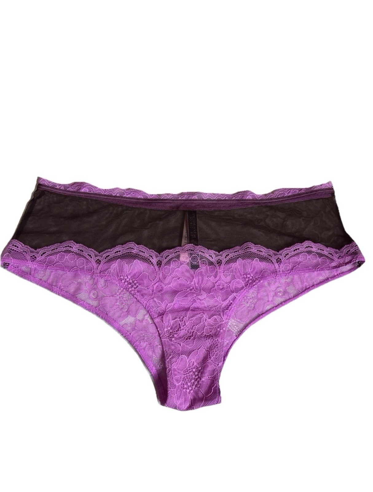 Victoria’s Secret Very Sexy Cheeky Panty Lace Mesh Purple Brown Floral XL