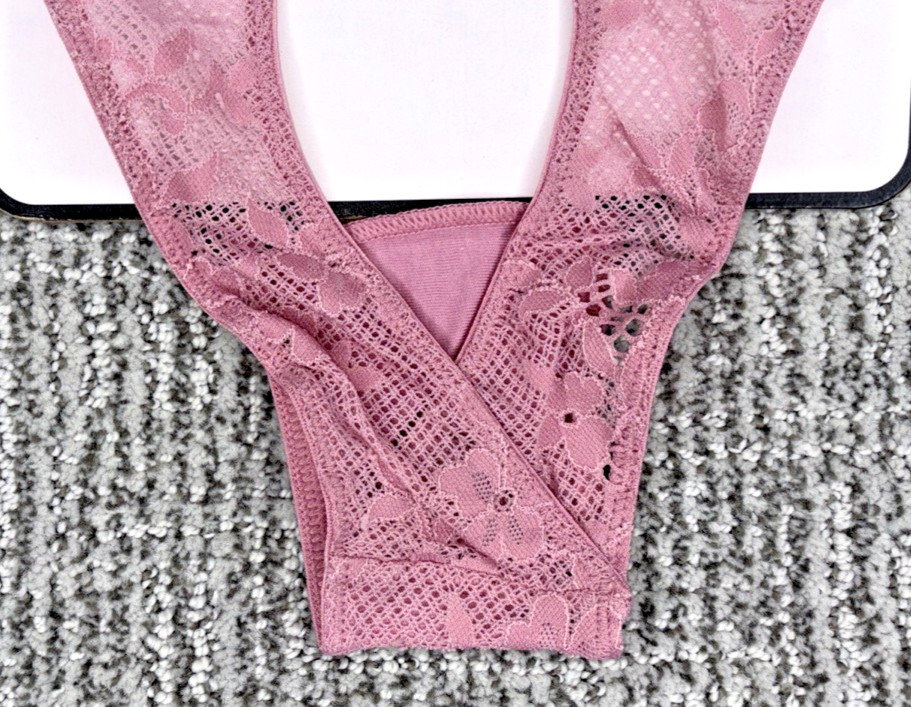 Victoria’s Secret Dream Angels NWT Small Pink Open Back Lace Brazilian Panty