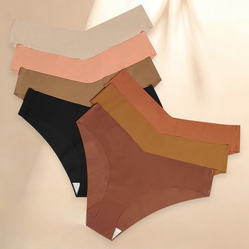5 Pack Ice Silk Seamless Bikini Panties – Breathable Cotton Gusset Quick Dry