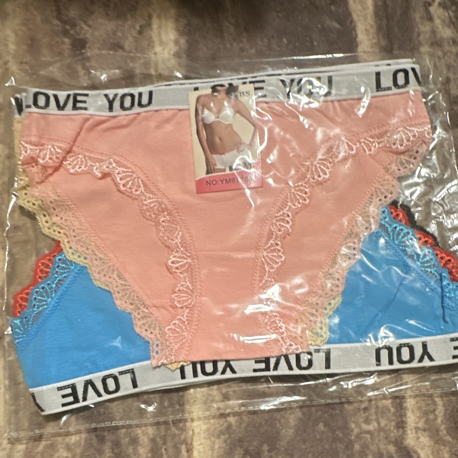 NBS Women’s Lace Bikini Panties Multicolor Solid Pattern Regular Size M YM6776#