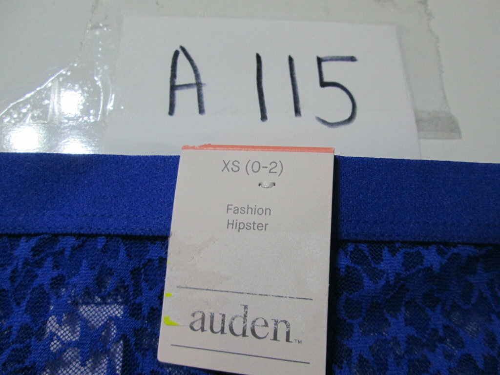NWT Auden Womens Size XS Hipster Panty Royal Blue Lace Strar Print Lingerie