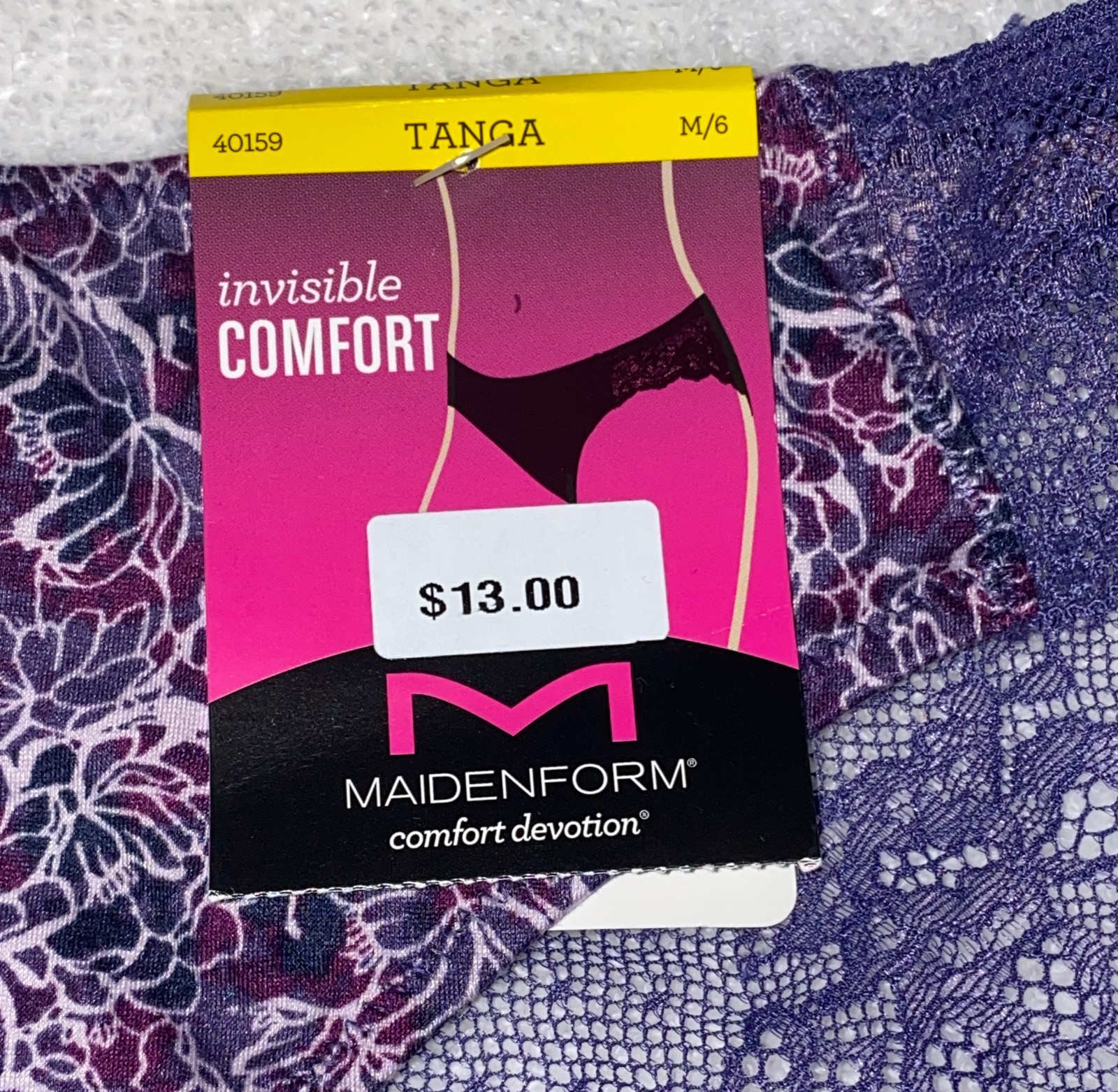 MAIDENFORM Comfort Devotion Batik Blossom Lace Back Tanga Panty Womens S 5 L XL