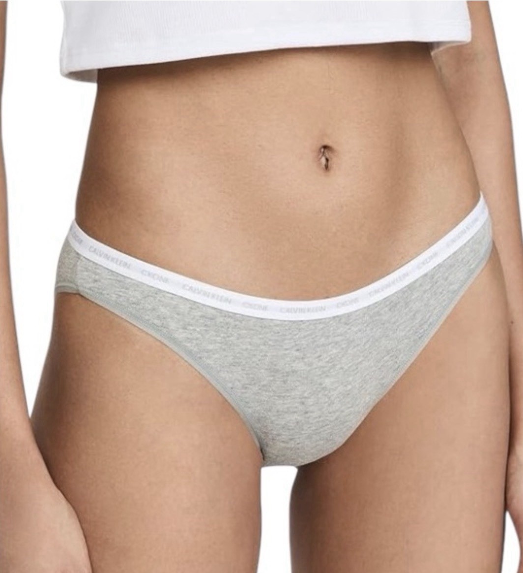CALVIN KLEIN Women’s Modern Logo Grey Heather Cotton Bikini Panty Size L