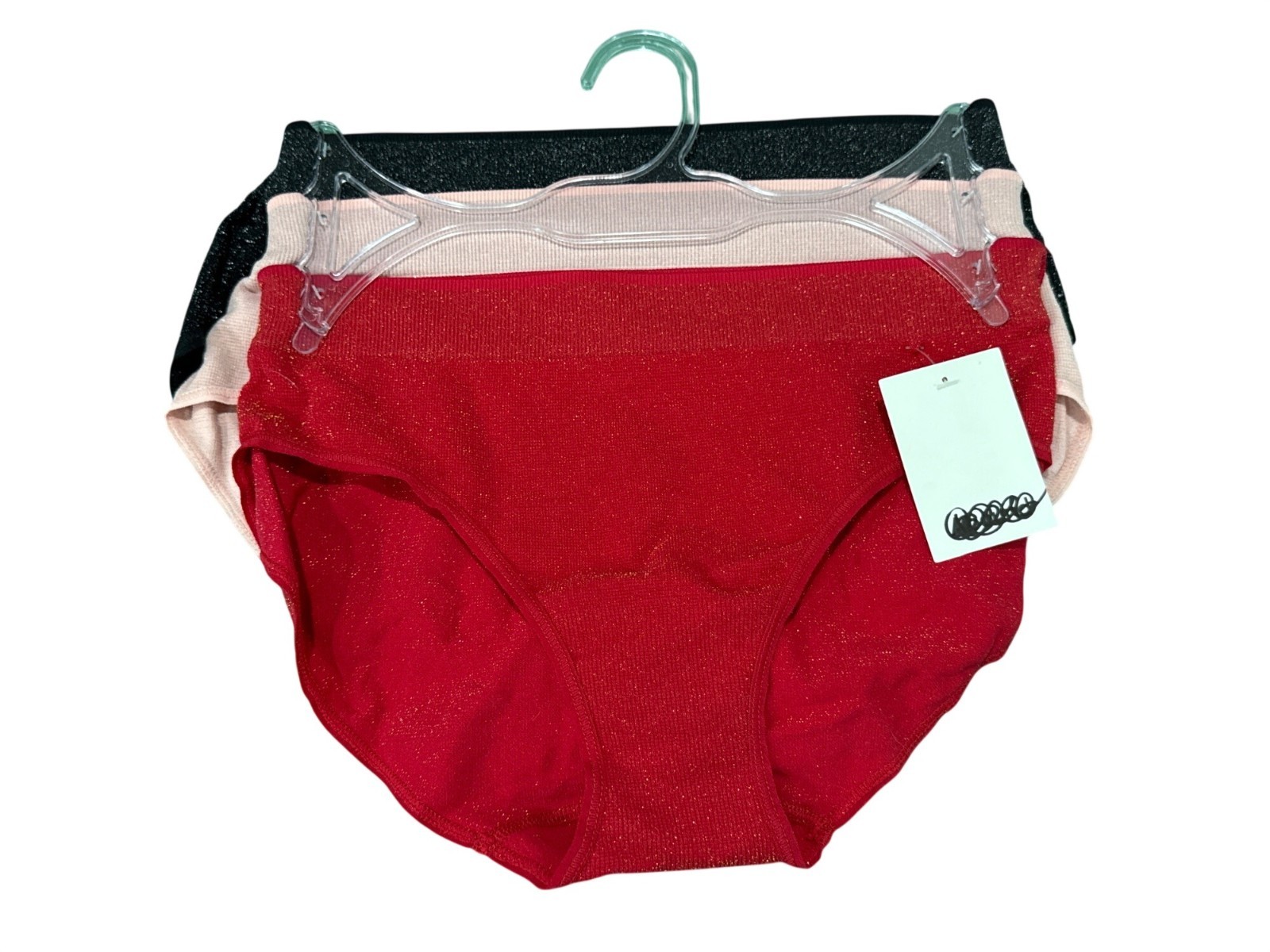 ABOUND Women’s 3-Pack Shimmer Bikini Panties M Nylon/Spandex/Metallic Black/P