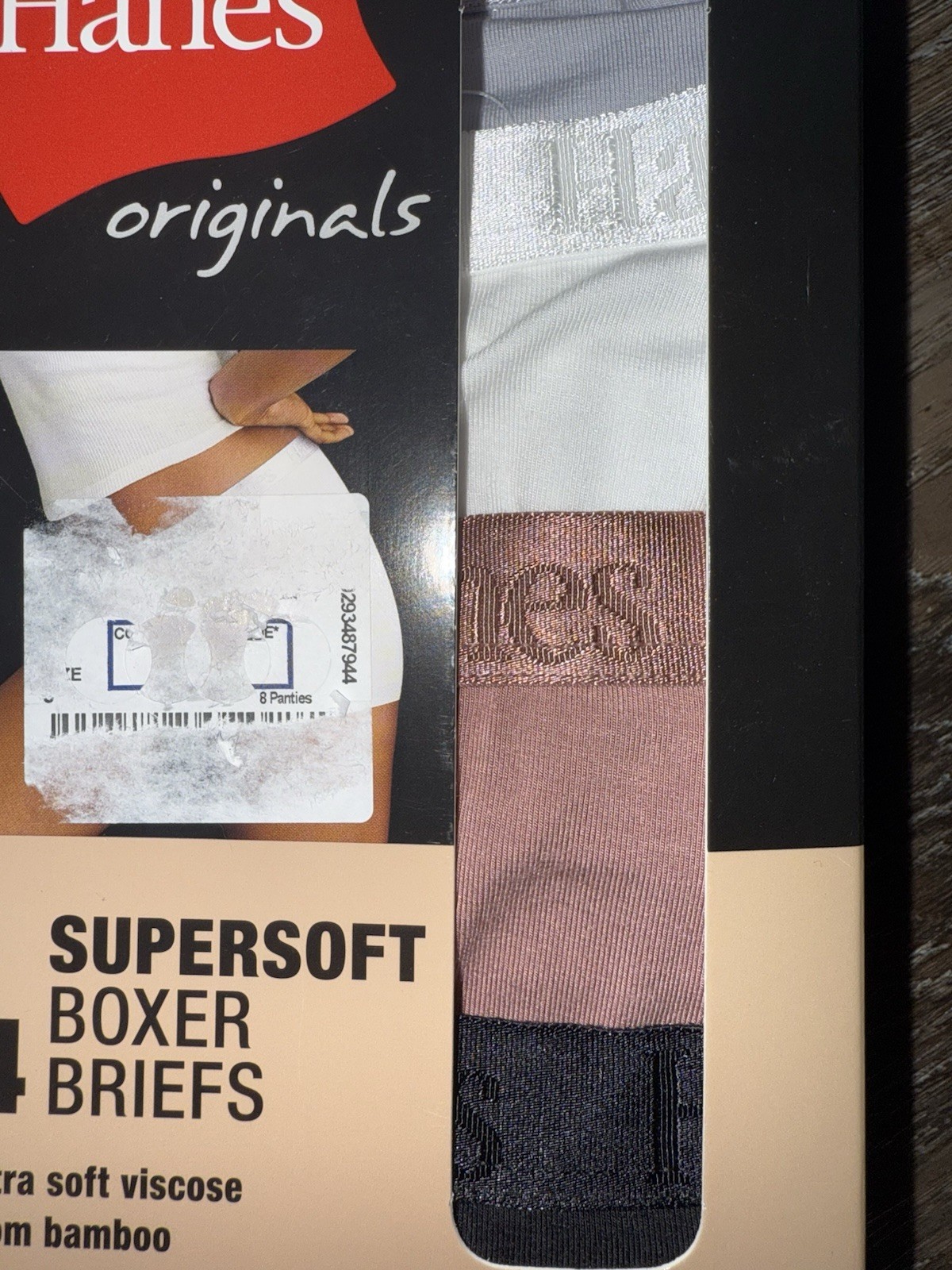 Hanes Originals ~ 4-Pair Womens Boxer Brief Underwear Panties Bamboo Viscose XL